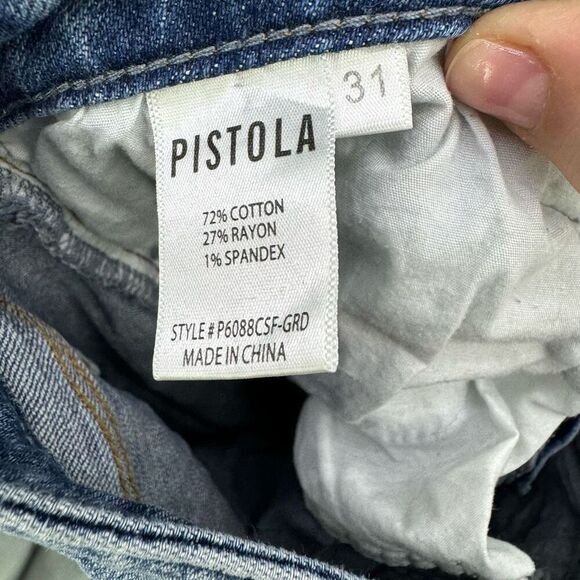 Pistola Womens Medium Wash Blue High-Rise Distressed Straight Jeans Size 31 - Picture 11 of 11